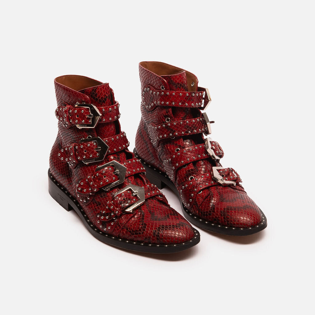 Givenchy Red Python Multi Strap Boots