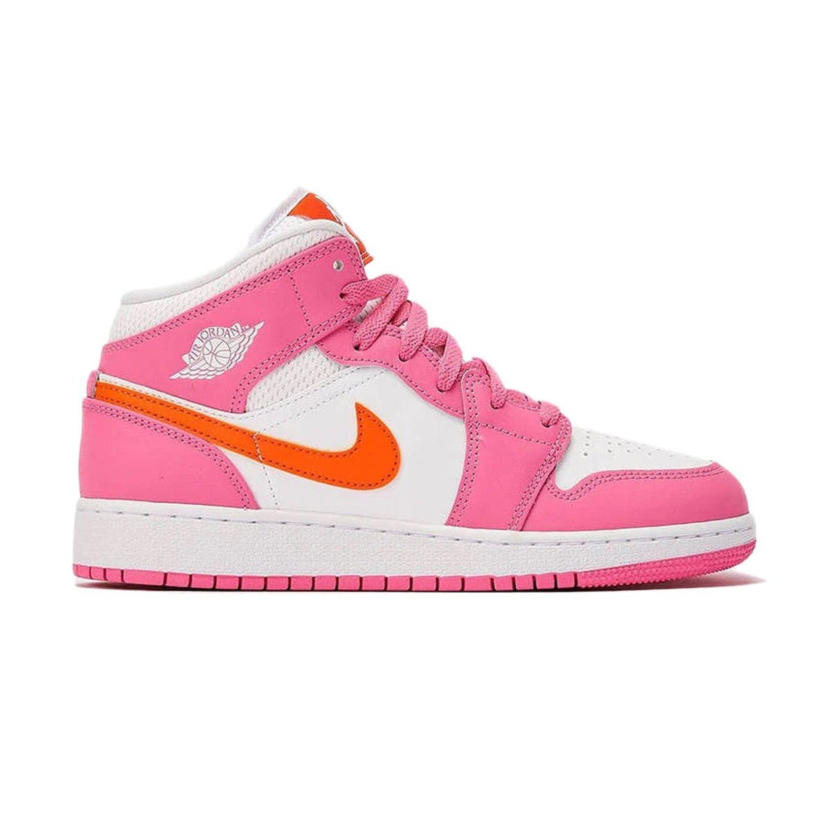 Air Jordan 1 Mid Pinksickle Safety Orange (GS) Sneakers - Pink