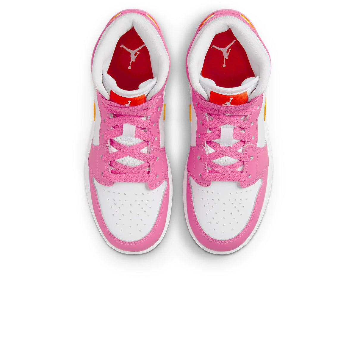 Air Jordan 1 Mid Pinksickle Safety Orange (GS) Sneakers - Pink