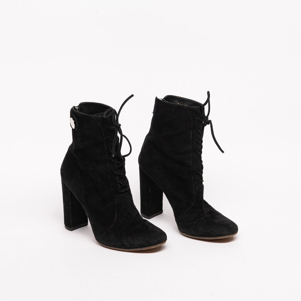 Gianvito Rossi Black Suede Lace-Up Boot