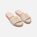 Chanel White Leather CC Logo Espadrilles