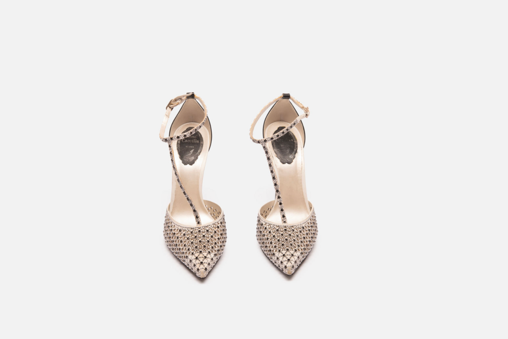 Rene Caovilla Renee Caovilla Silver & Black Rhinestone Pumps