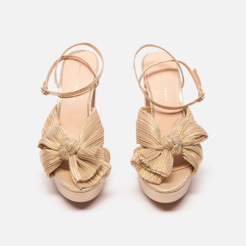 Loeffler Randall Gold Shimmer Platform Heel with Bow