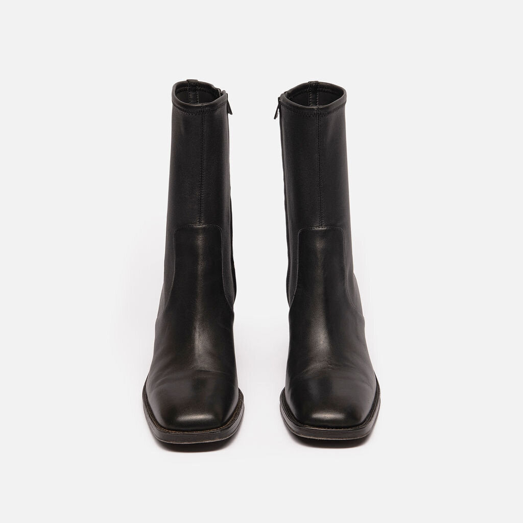 Loeffler Randall Black Leather Mid Calf Boots