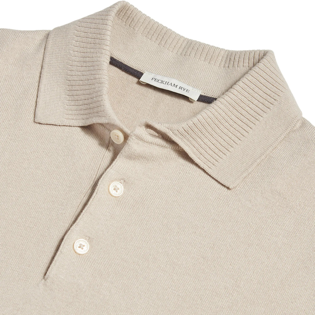 Peckham Rye Ocean Textured Knit Peyote Polo Shirt