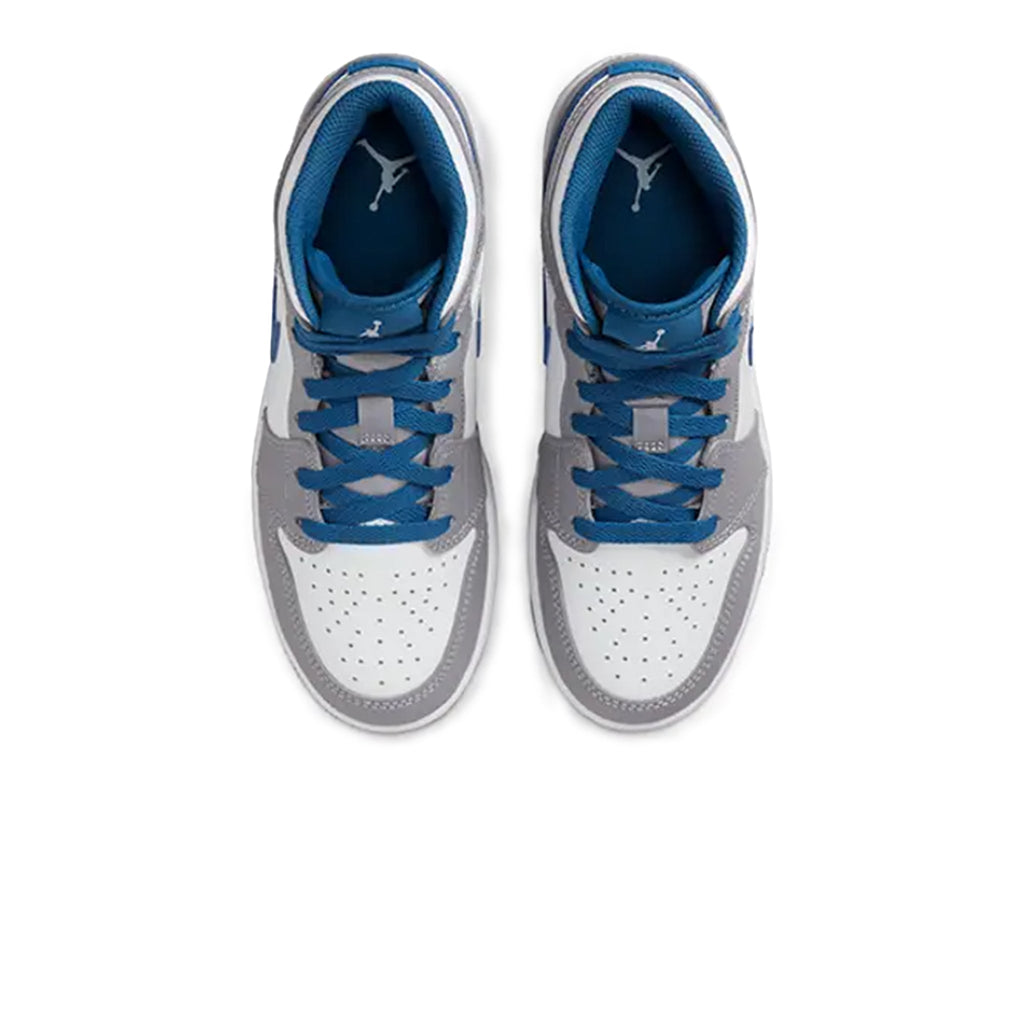 Air Jordan 1 Mid True Blue Cement (GS) Sneakers - Grey