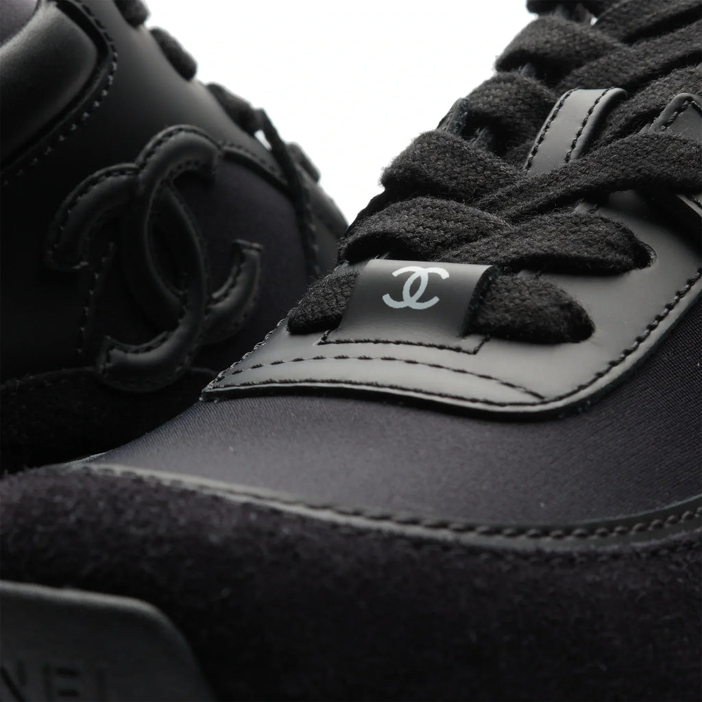 Chanel CC Logo Suede Triple Black Sneaker
