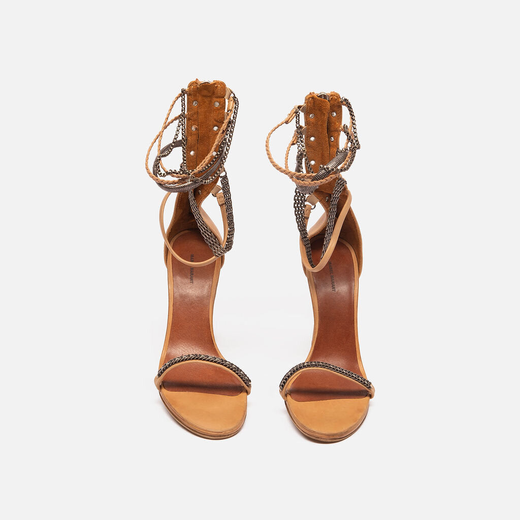 Isabel Marant Tan Leather Chain Strap Heel