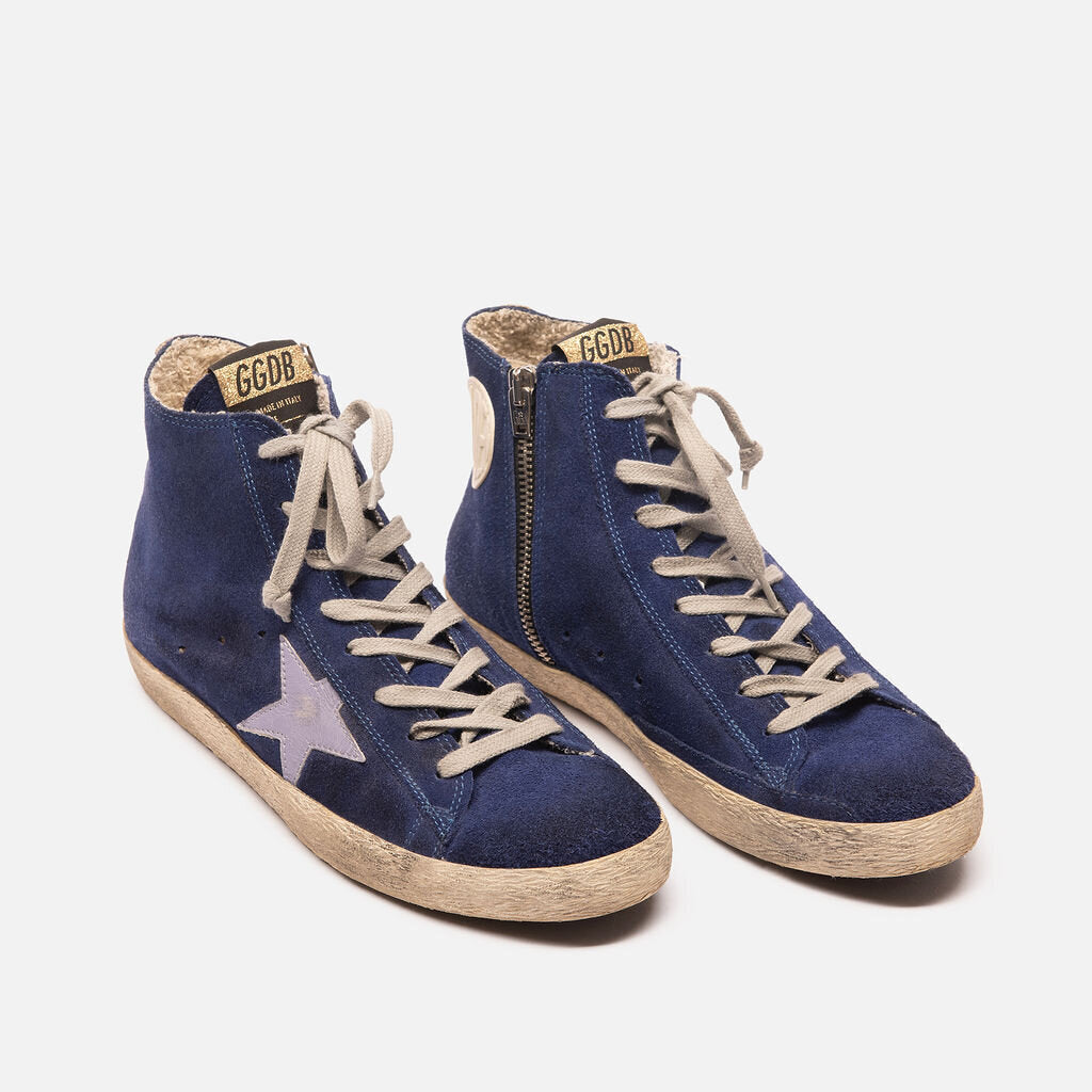 Golden Goose Blue Suede High-Top Sneaker