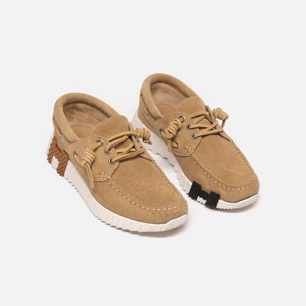 Hermes Beige Suede Boat Shoe