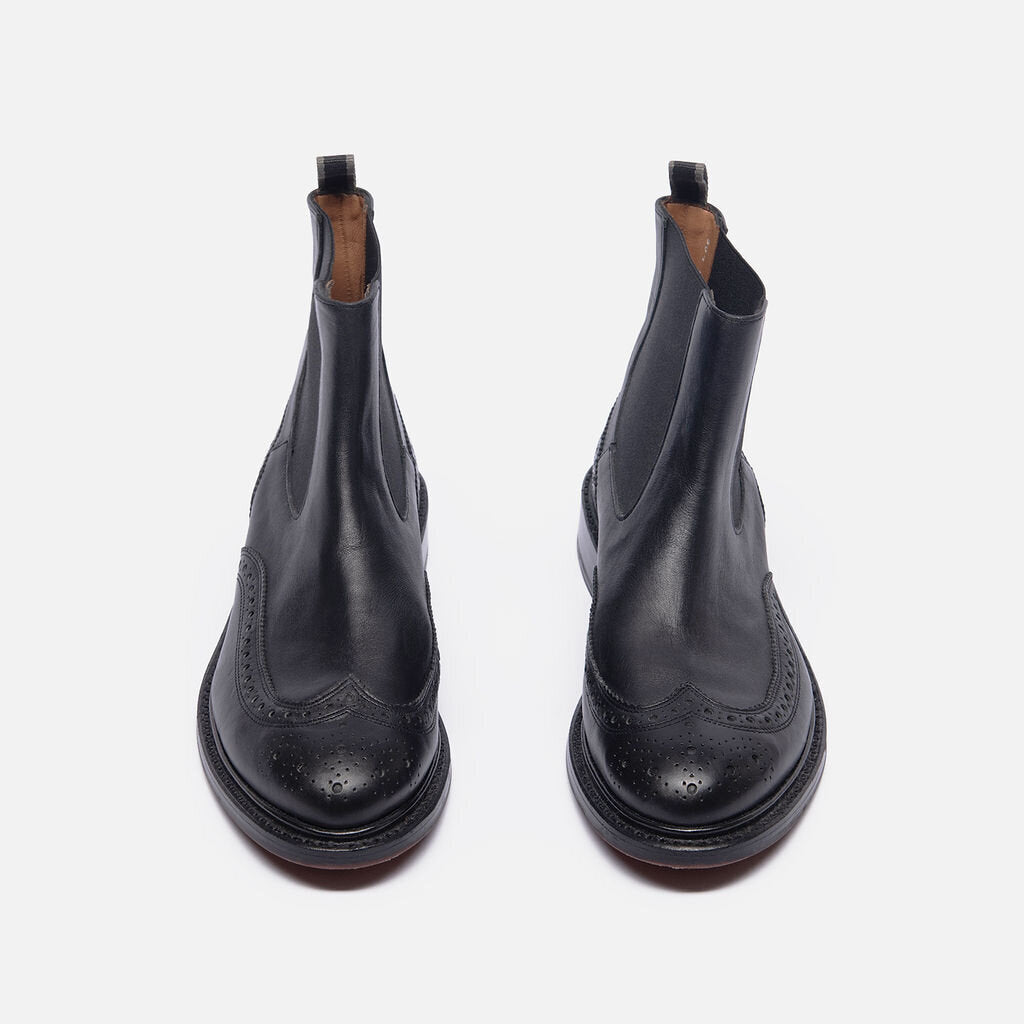 Clergerie Black Leather Wingtip Chelsea Boot