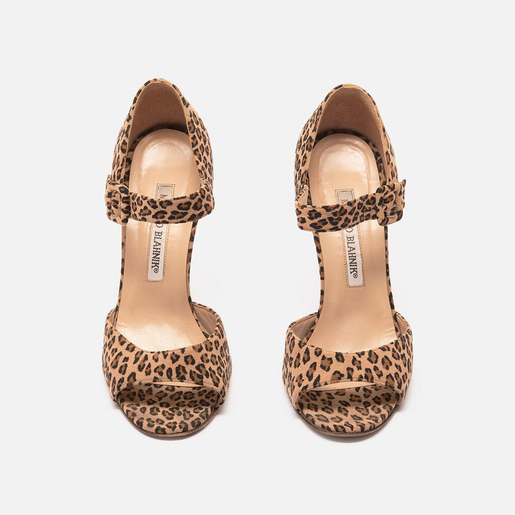 Manolo Blahnik Leopard Print Suede Sandal