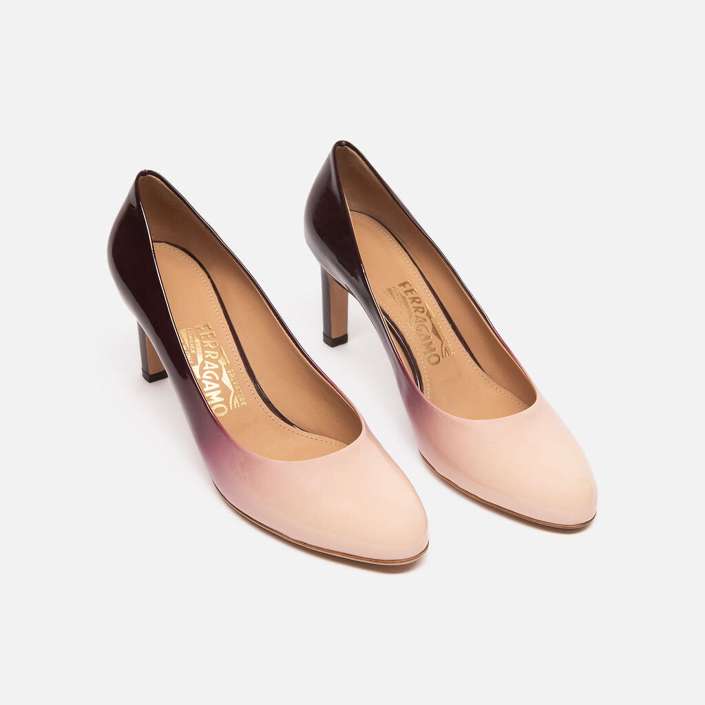 Salvatore Ferragamo Pink Patent Ombre Pumps