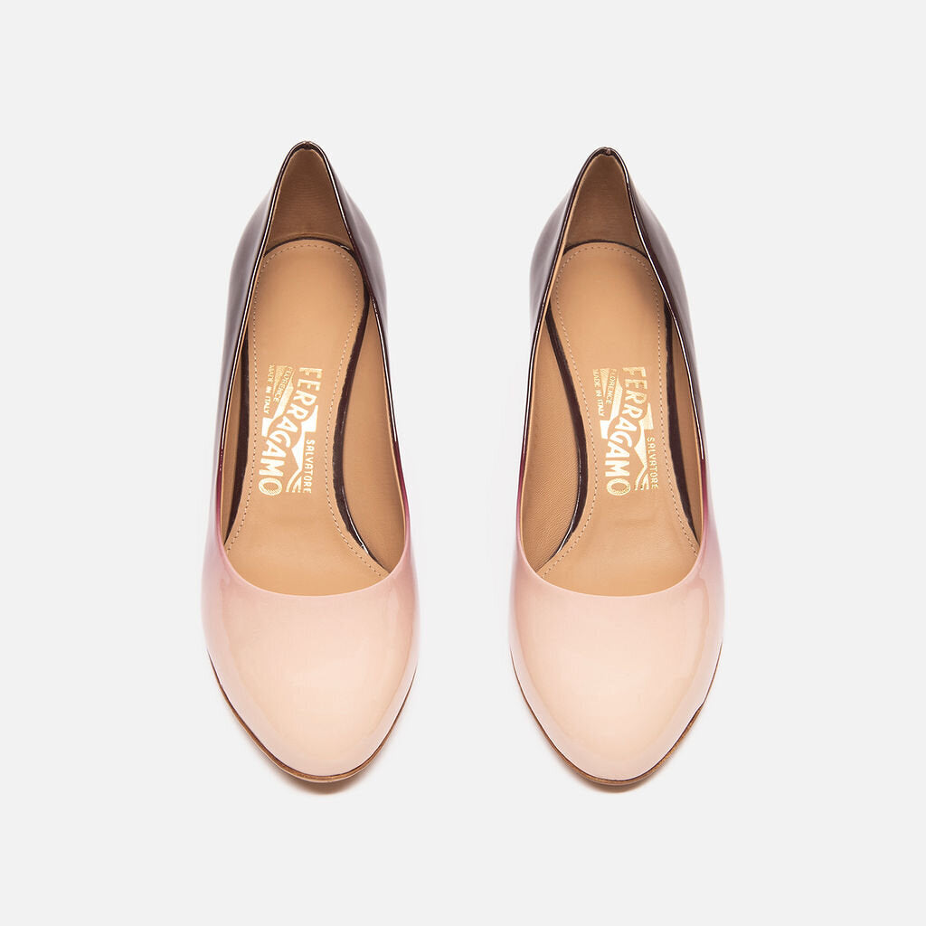 Salvatore Ferragamo Pink Patent Ombre Pumps