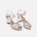 Dolce & Gabbana Silver Leather Mirror Block Heel