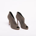 Gianvito Rossi Grey Suede Peep Toe Heels