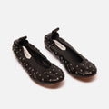 Lanvin Black Leather Diamond Studded Ballerina Flat