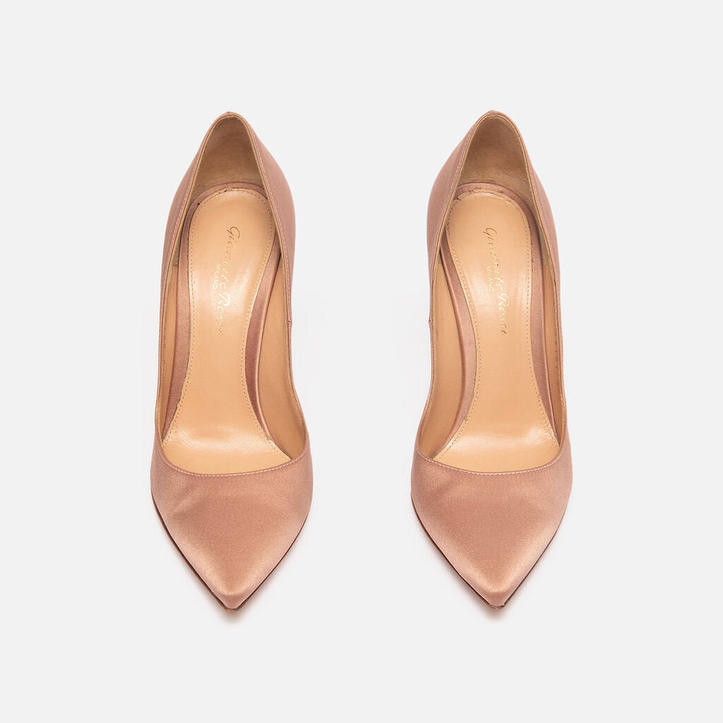 Gianvito Rossi Tan Satin Point Toe Pump