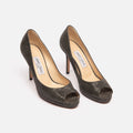 Jimmy Choo Grey Suede Snake Embossed Heel