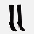 Saint Laurent Black Velvet Knee High Boots