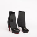 Christian Louboutin Black Leather Wool-Overlay Heeled Boots