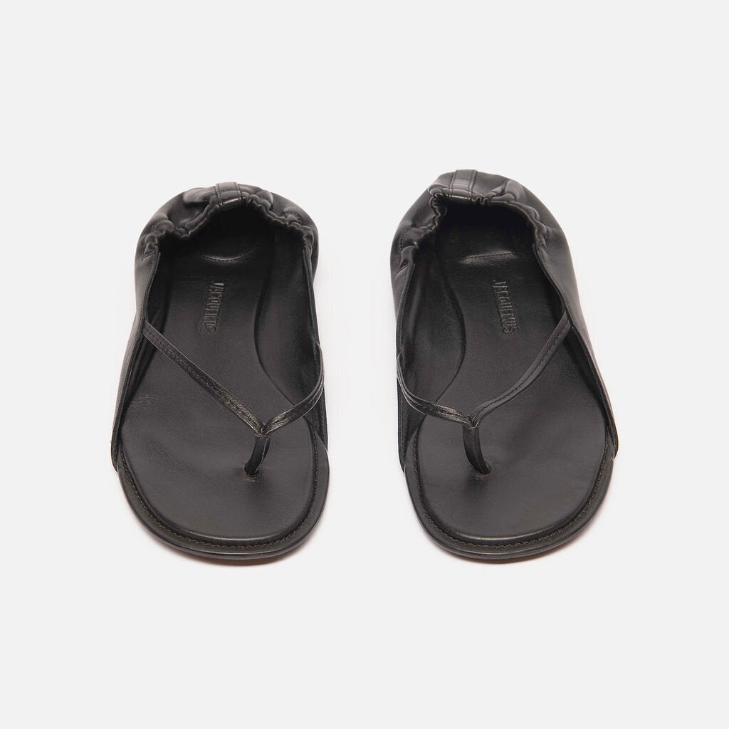 Jacquemus Black Leather Flip Flops Sandals