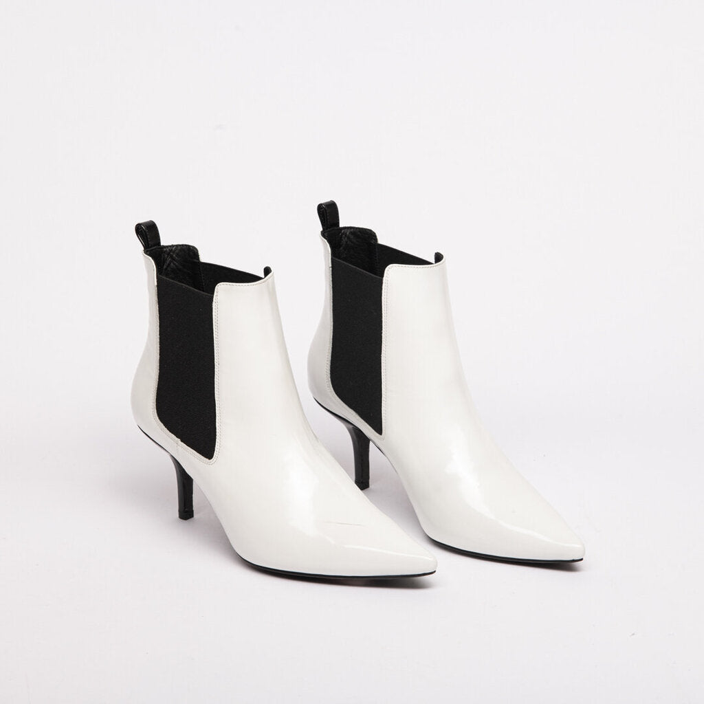 Anine Bing White Leather Heeled Booties