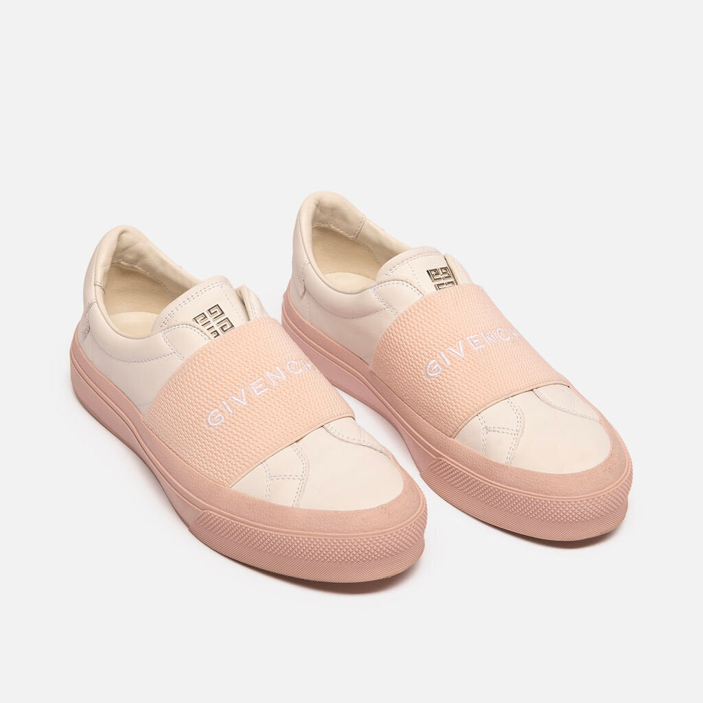 Givenchy White Leather Pink Accent Slip-On Sneaker