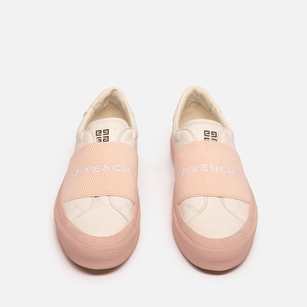 Givenchy White Leather Pink Accent Slip-On Sneaker