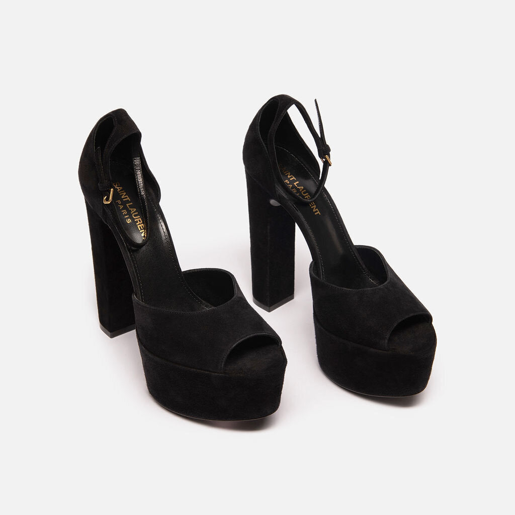 Saint Laurent Black Suede Platform Heels