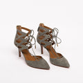 Aquazzura Gray Suede Lace-Up Pumps