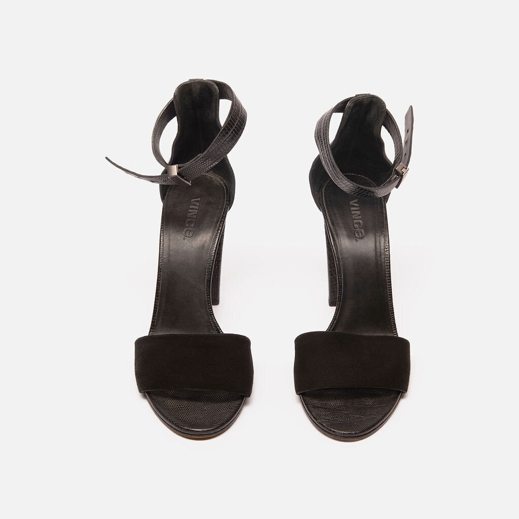 Vince Black Toe Strap Heel