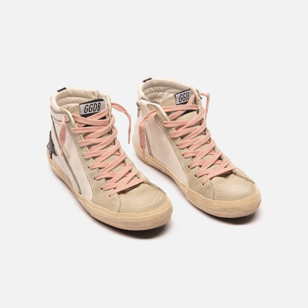 Golden Goose White Leather High-Top Sneakers