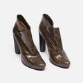 Louis Vuitton Green Patent Embossed Heeled Ankle Booties
