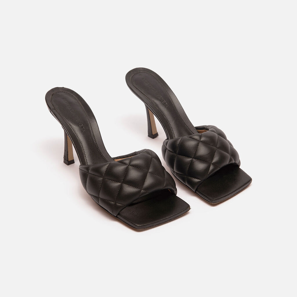Bottega Veneta Black Quilted Heel