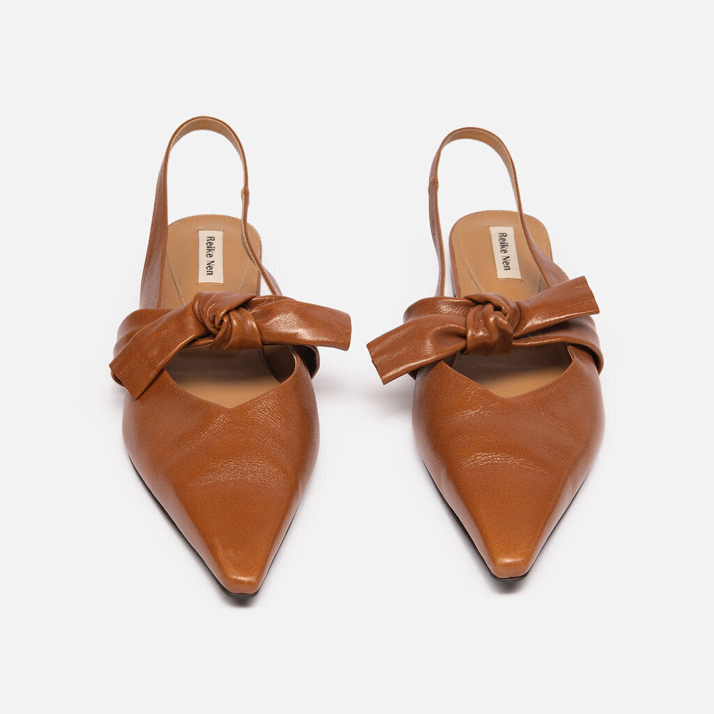 Reike Nen Brown Leather Slingback Flat
