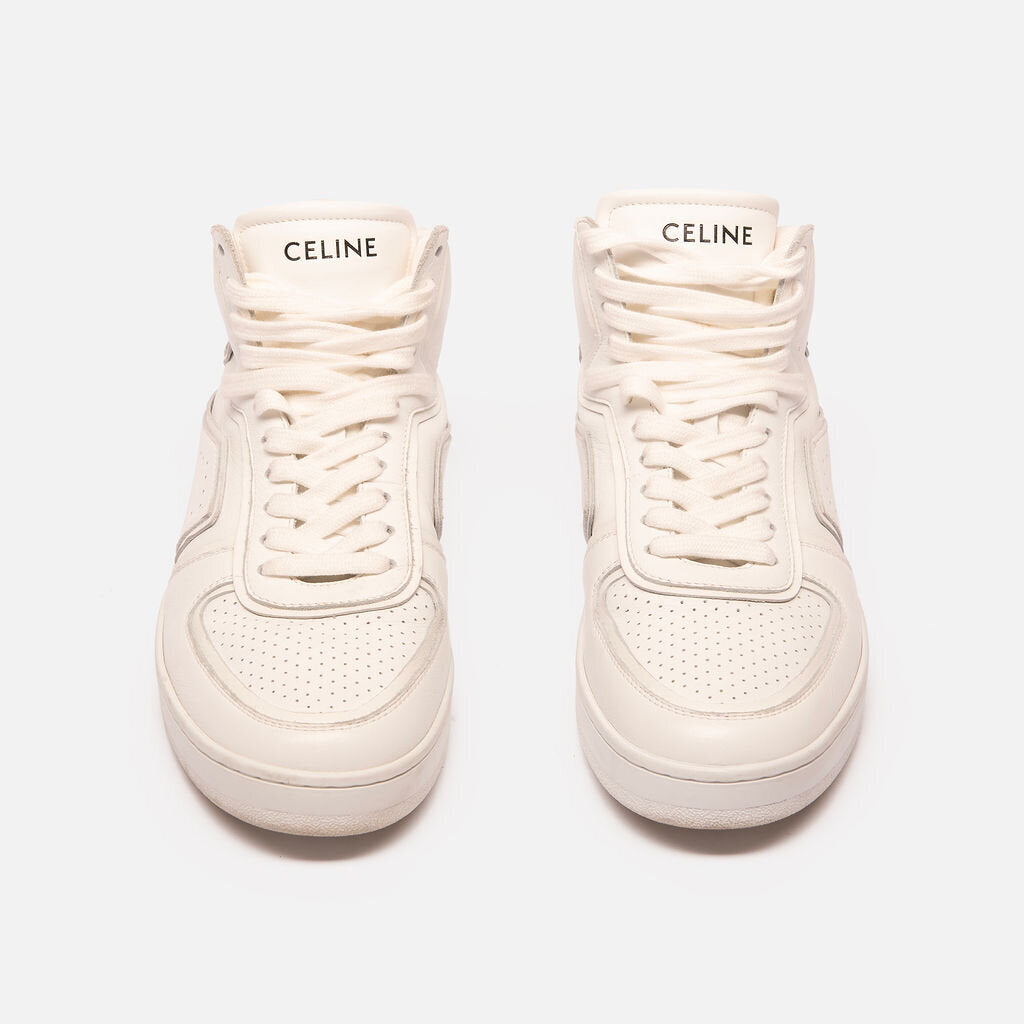 Celine White Leather High-Top Sneakers