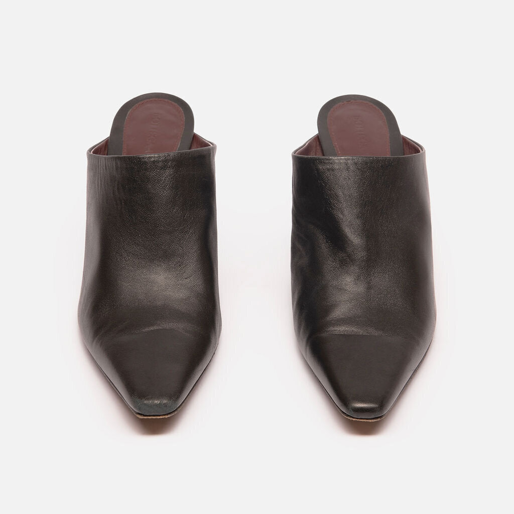 Bottega Veneta Black Leather Heeled Mules