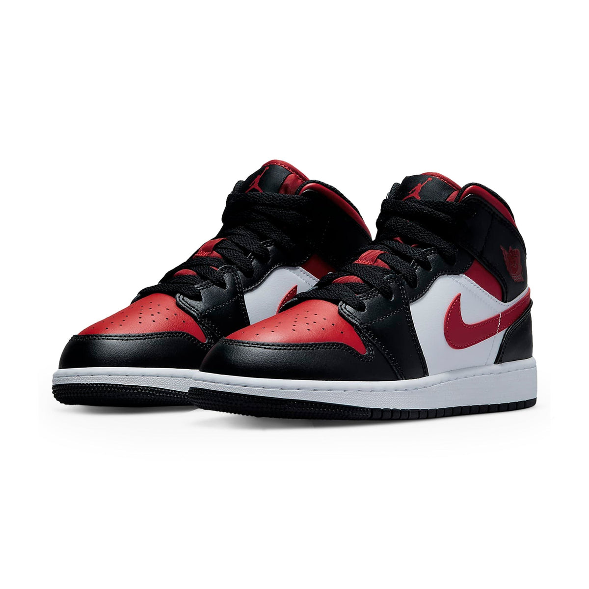 Air Jordan 1 Mid Black Fire Red (GS) Sneakers