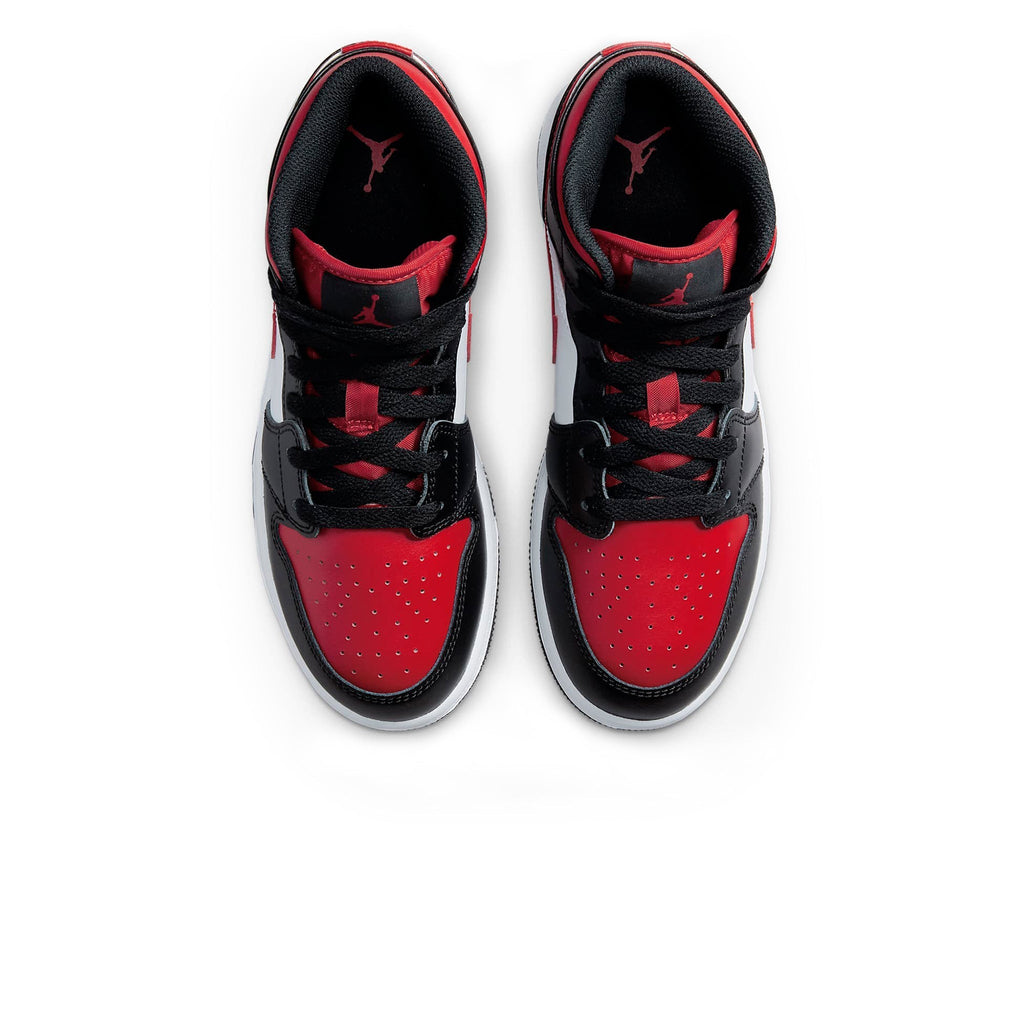 Air Jordan 1 Mid Black Fire Red (GS) Sneakers