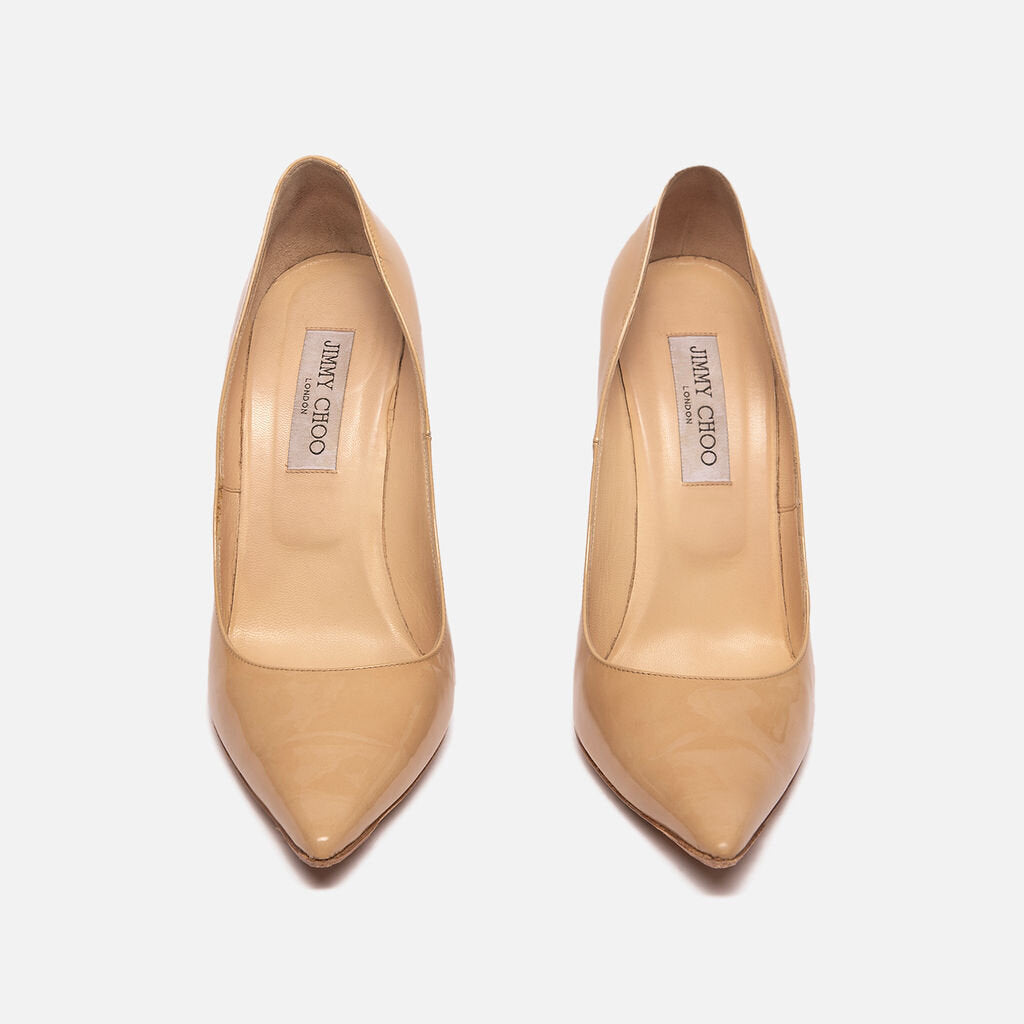 Jimmy Choo Nude Patent Leather Pump